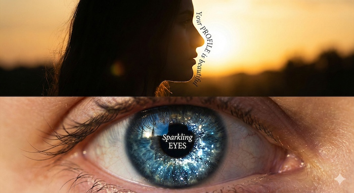 Profile and eye split screen / 横顔と瞳の分割画面