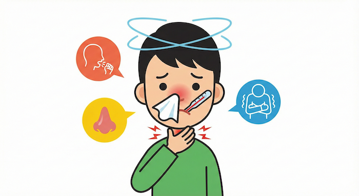 Cartoon character with cold symptoms / 颚éªã®çç¶ã瀺ããã£ã©ã¯ã¿ãŒ