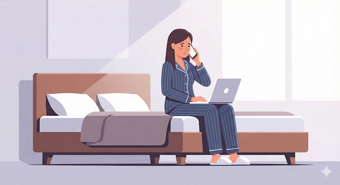 Person calling in sick from home / èªå®
ããç
æ¬ ã®é»è©±ããã人