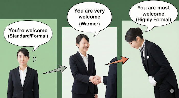 ç°ãªããã©ãŒãã«åºŠã®ãYou're welcomeããæ¯èŒããã€ã³ãã©ã°ã©ãã£ãã¯ã
