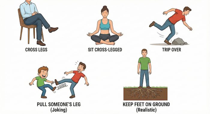 Illustrations of foot actions and idioms. / 足の動作と慣用句のイラスト集。
