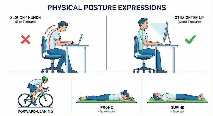 Illustrations of good and bad physical postures / 良い姿勢と悪い姿勢のイラスト